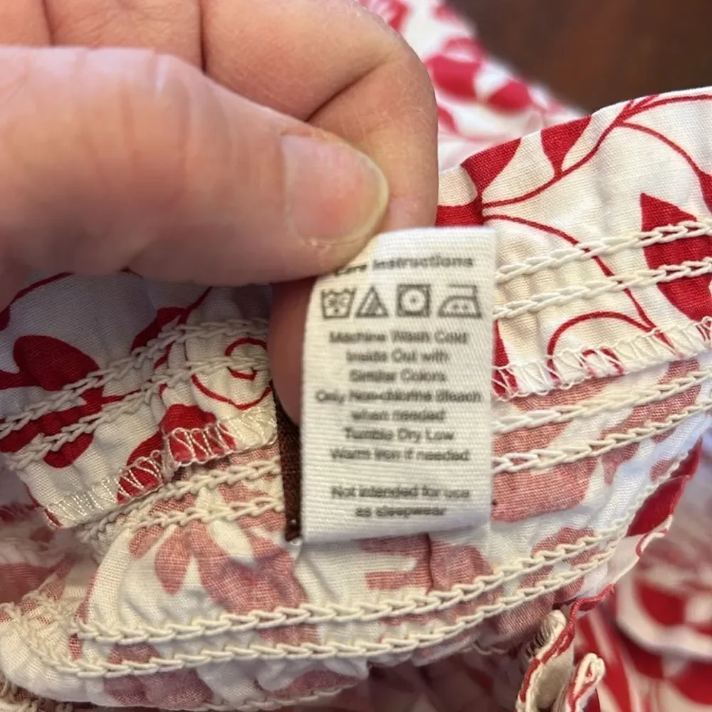 Tea Collection red white bird floral cap sleeve cotton dress Size 8 EUC